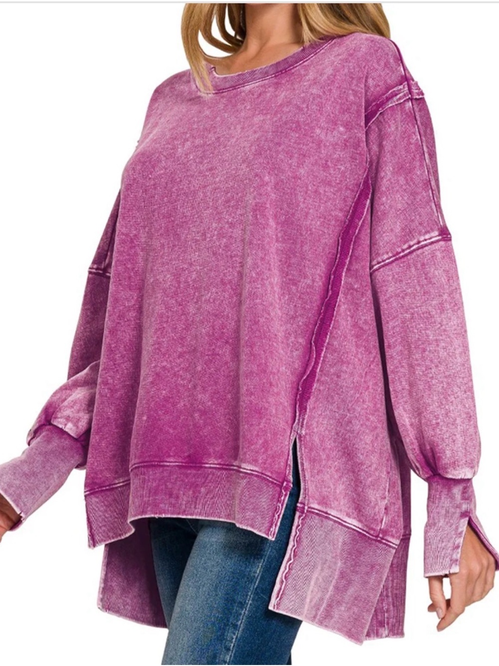 Zenana mineral Wash Oversized Crewneck Sweatshirt
